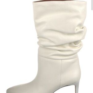 Paris Texas Cream Slouch Heeled Boots - Size 40/US10
